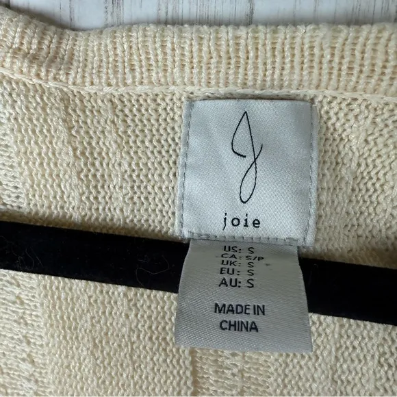 Joie cream linen knit sweater cardigan Small