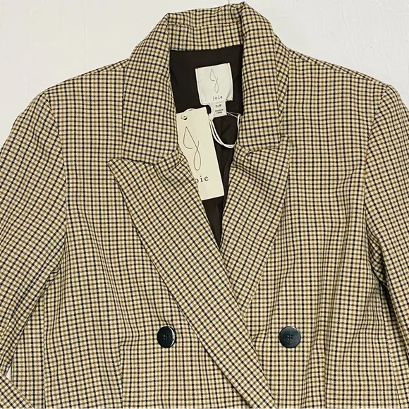 Joie Double Breasted Blazer Jacket Houndstooth Button-Up Pockets Lined SZ Small
