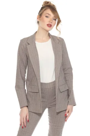 Joseph Ribkoff Beige/Multi Tartan Plaid Blazer Jacket 243216