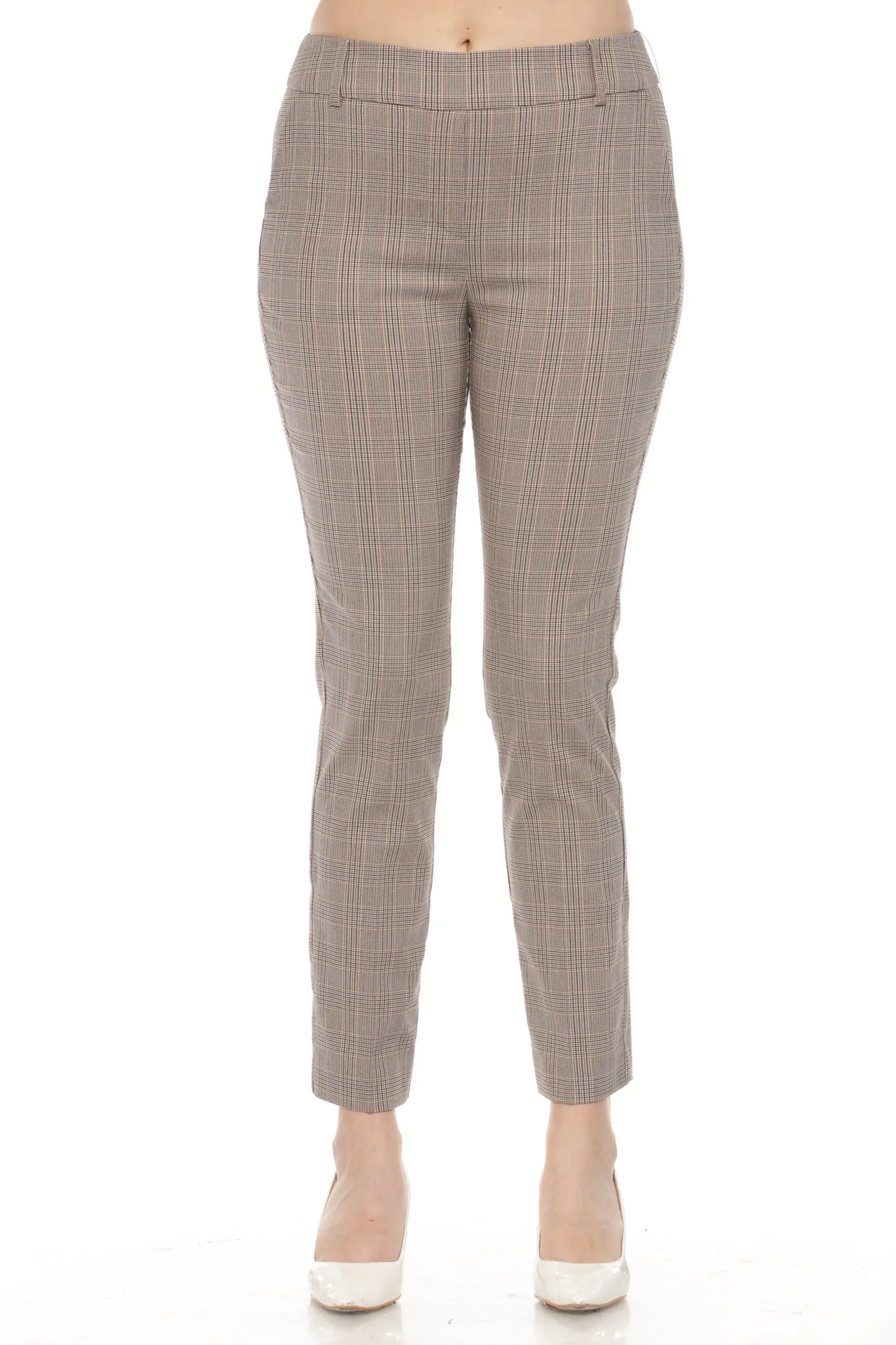 Joseph Ribkoff Beige/Multi Tartan Plaid Slim Ankle Pants 243227