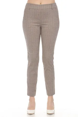 Joseph Ribkoff Beige/Multi Tartan Plaid Slim Ankle Pants 243227