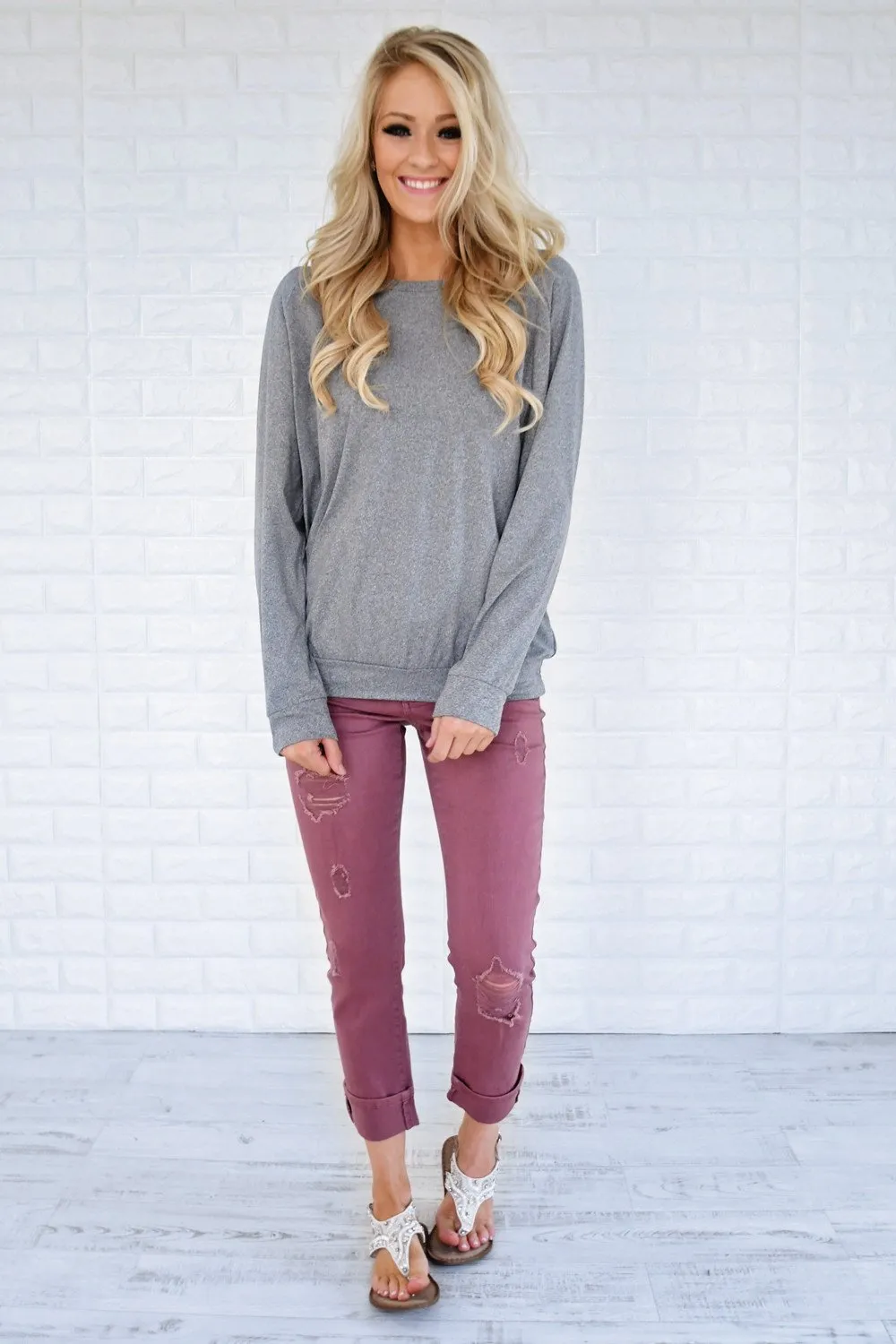 Just a Crush Sweater ~ Grey
