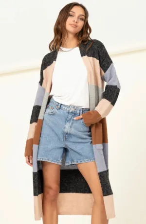 K63 LONG STRIPE CARDIGAN
