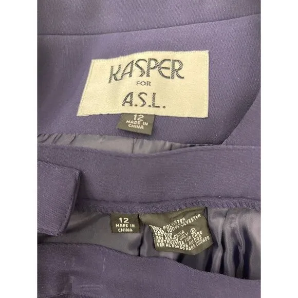 Kasper ASL Double Breasted Embroidered Skirt &amp; Jacket 2 Pcs Suit Set Size 12