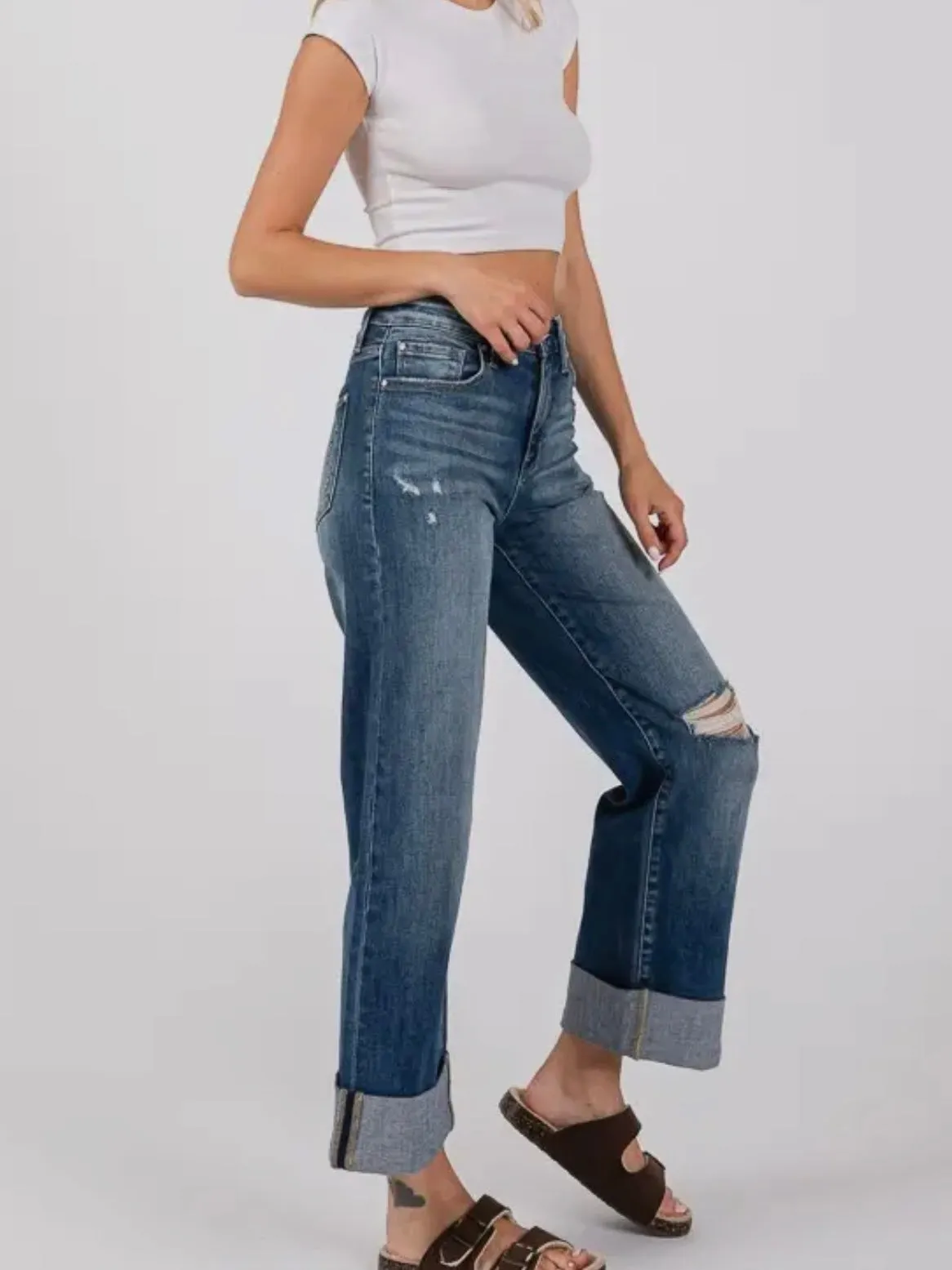 Kelsey Distresed Denim: Medium Wash