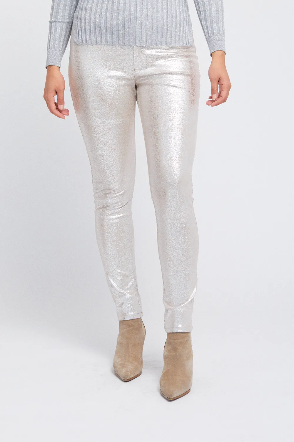 Kendra Slim Elastic Waist Pant - Foiled Suede: FINAL SALE