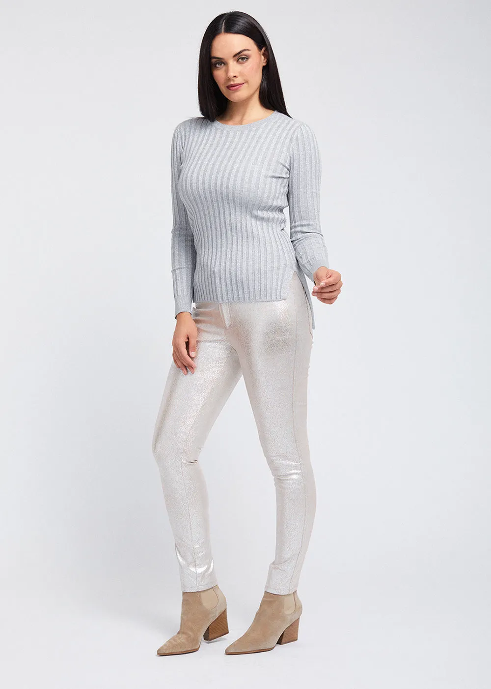 Kendra Slim Elastic Waist Pant - Foiled Suede: FINAL SALE