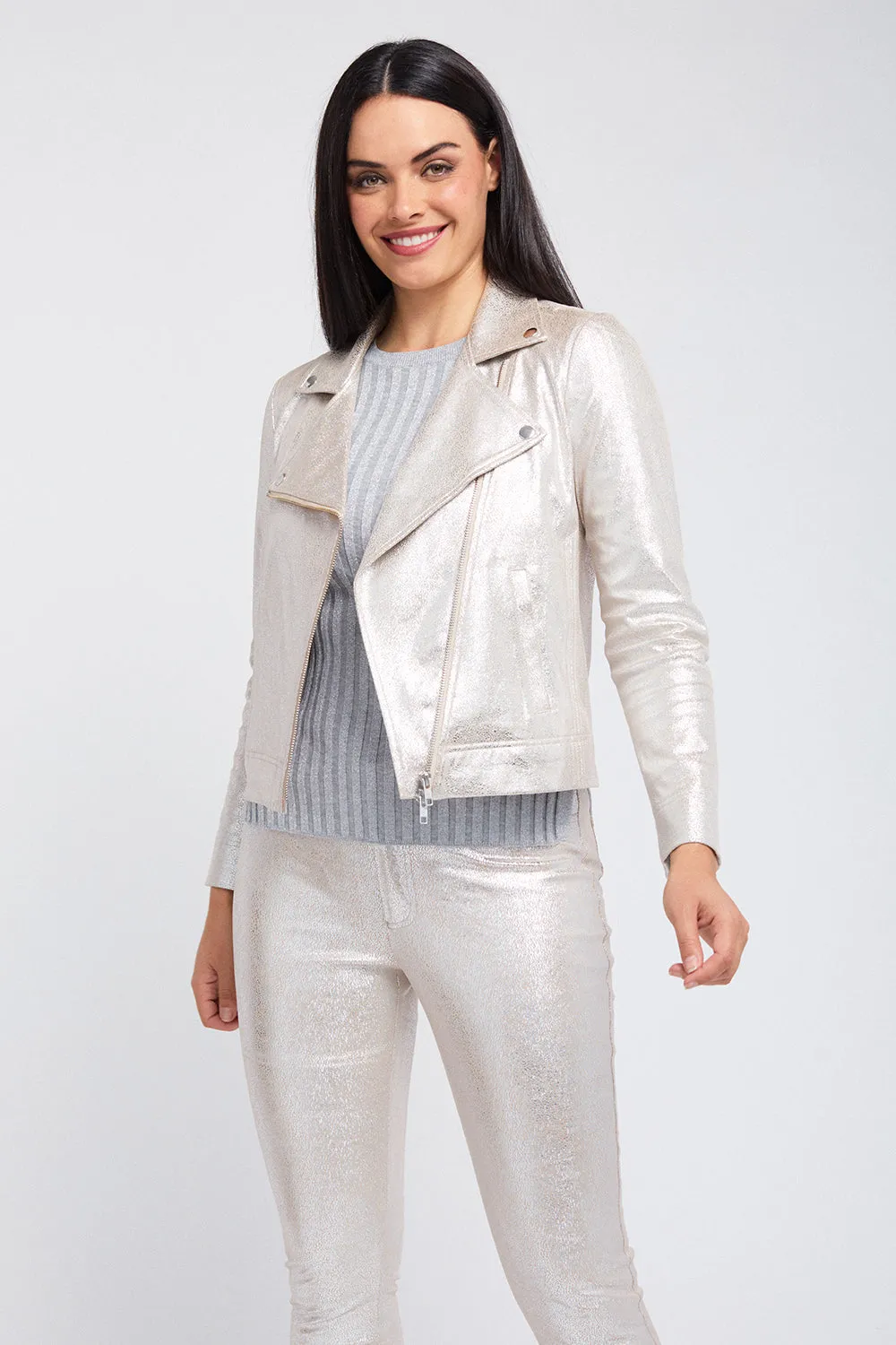 Kendra Slim Elastic Waist Pant - Foiled Suede: FINAL SALE