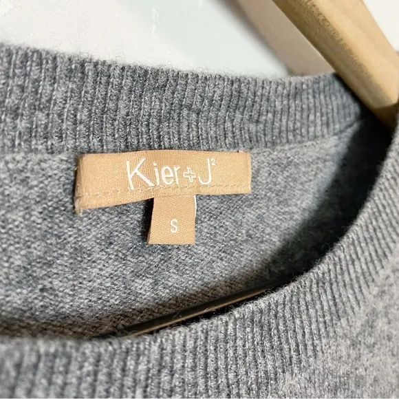 Kier J Cashmere Gray/Blue Stripe Sleeve Sweater