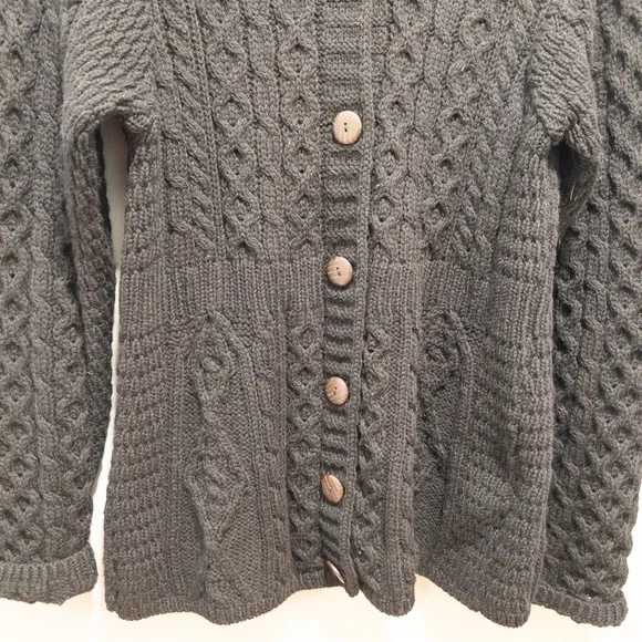 Kilronan Knitwear 100% Wool Irish Knit Cardigan Sweater