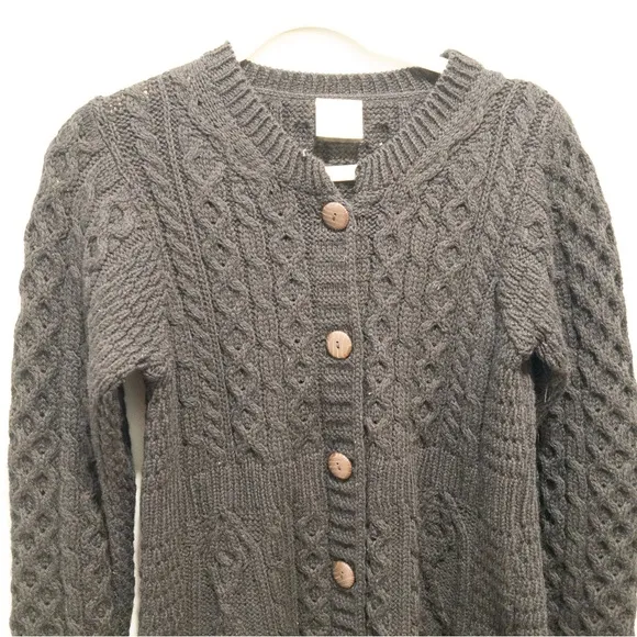 Kilronan Knitwear 100% Wool Irish Knit Cardigan Sweater