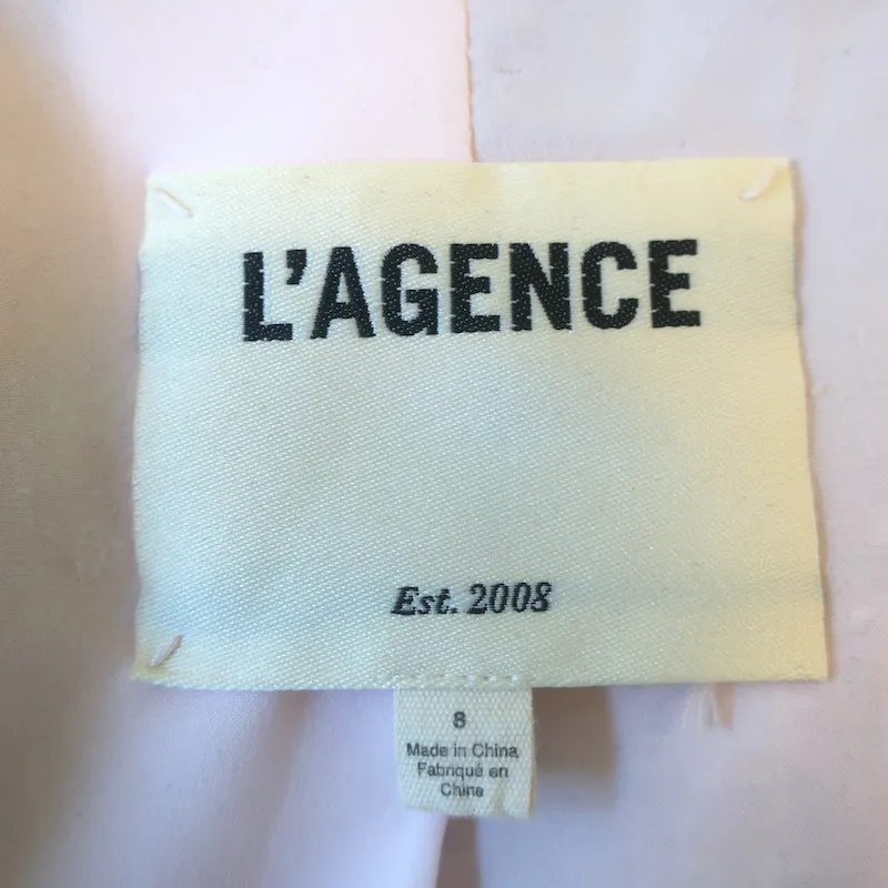 L'Agence Kenzie Double Breasted Tweed Blazer Pink/White Wool-Blend Size 8