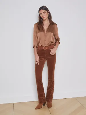 L'Agence - Stevie Highrise Straight Velvet Jean - Fawn