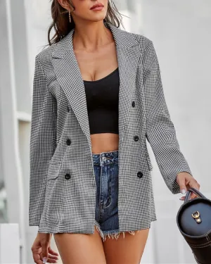 Lapel Plaid Pocket Blazer