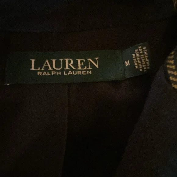 Lauren Ralph Lauren Plaid Blazer Equestrian Tartan Sz M Navy Green Gold