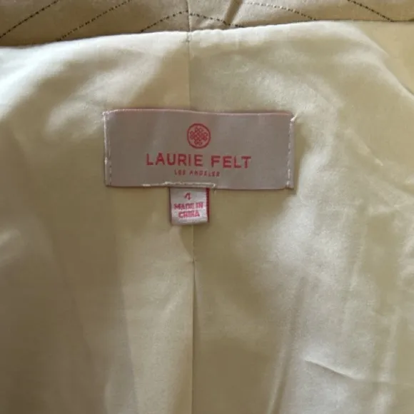 LAURIE Felt Los Angeles, Double Stripe Blazer Jacket, Beige Brown Blue