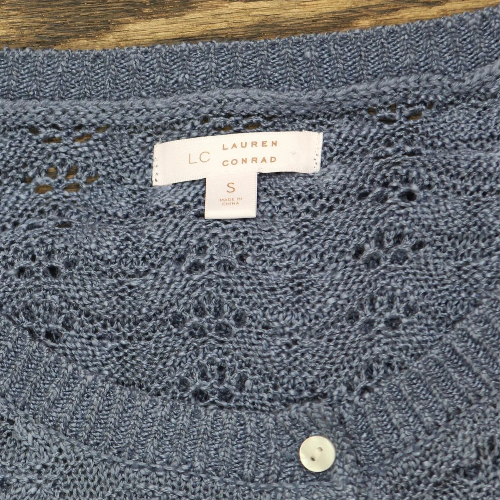 LC Lauren Conrad Womens Lightweight 1/4 Button Pullover Sweater Blue S