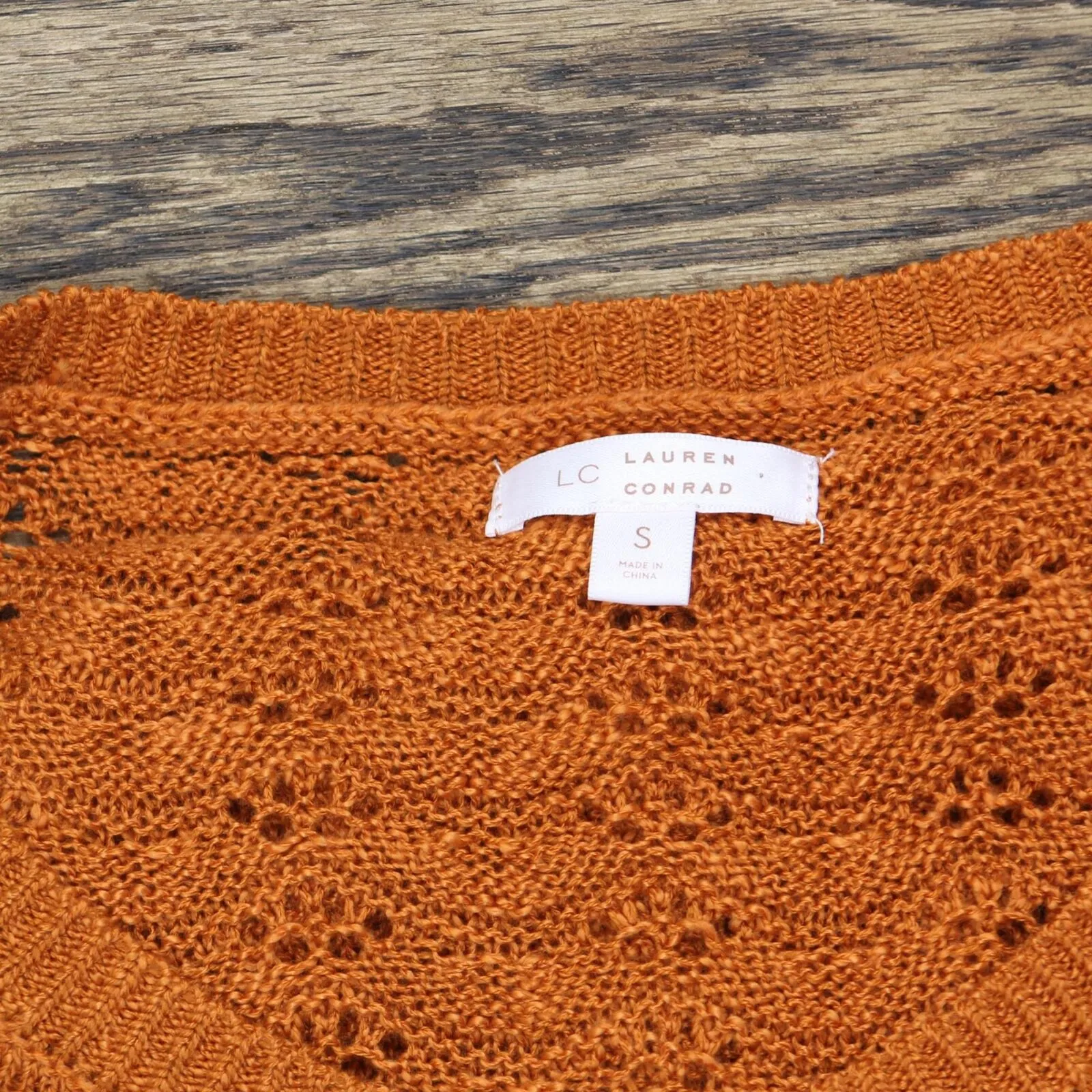 LC Lauren Conrad Womens Lightweight Knit Pullover Sweater Orange S