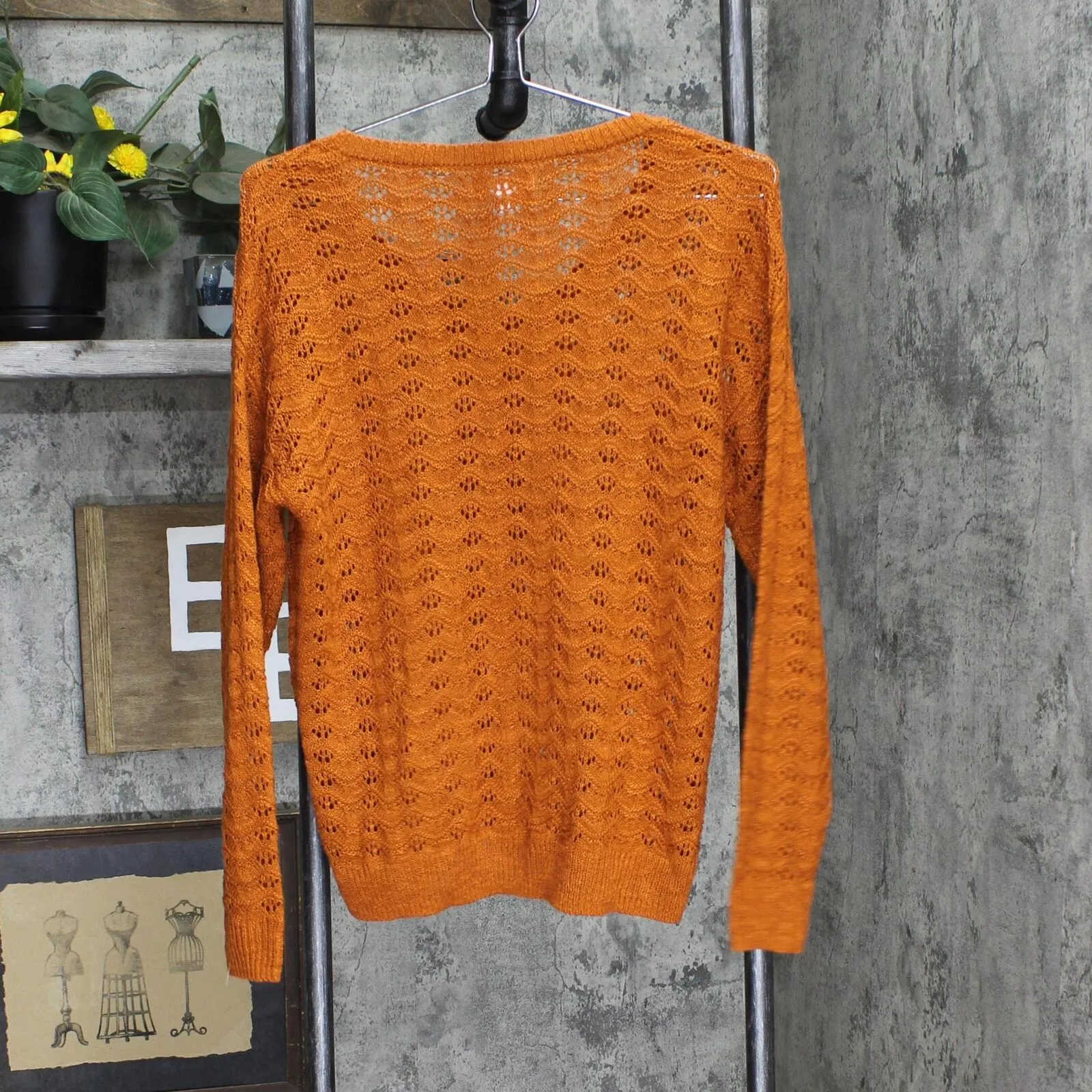 LC Lauren Conrad Womens Lightweight Knit Pullover Sweater Orange S