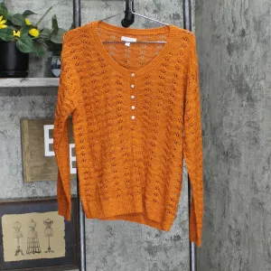 LC Lauren Conrad Womens Lightweight Knit Pullover Sweater Orange S