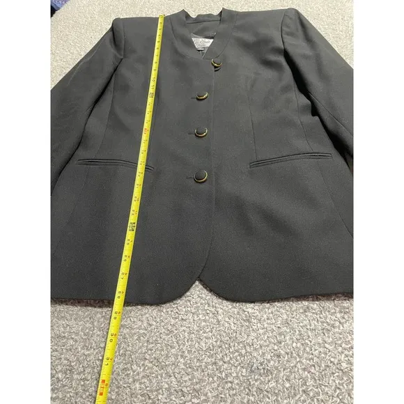 Le Suit Womens 12P Petite Single Breasted Blazer Black Suit Jacket Career Lined
