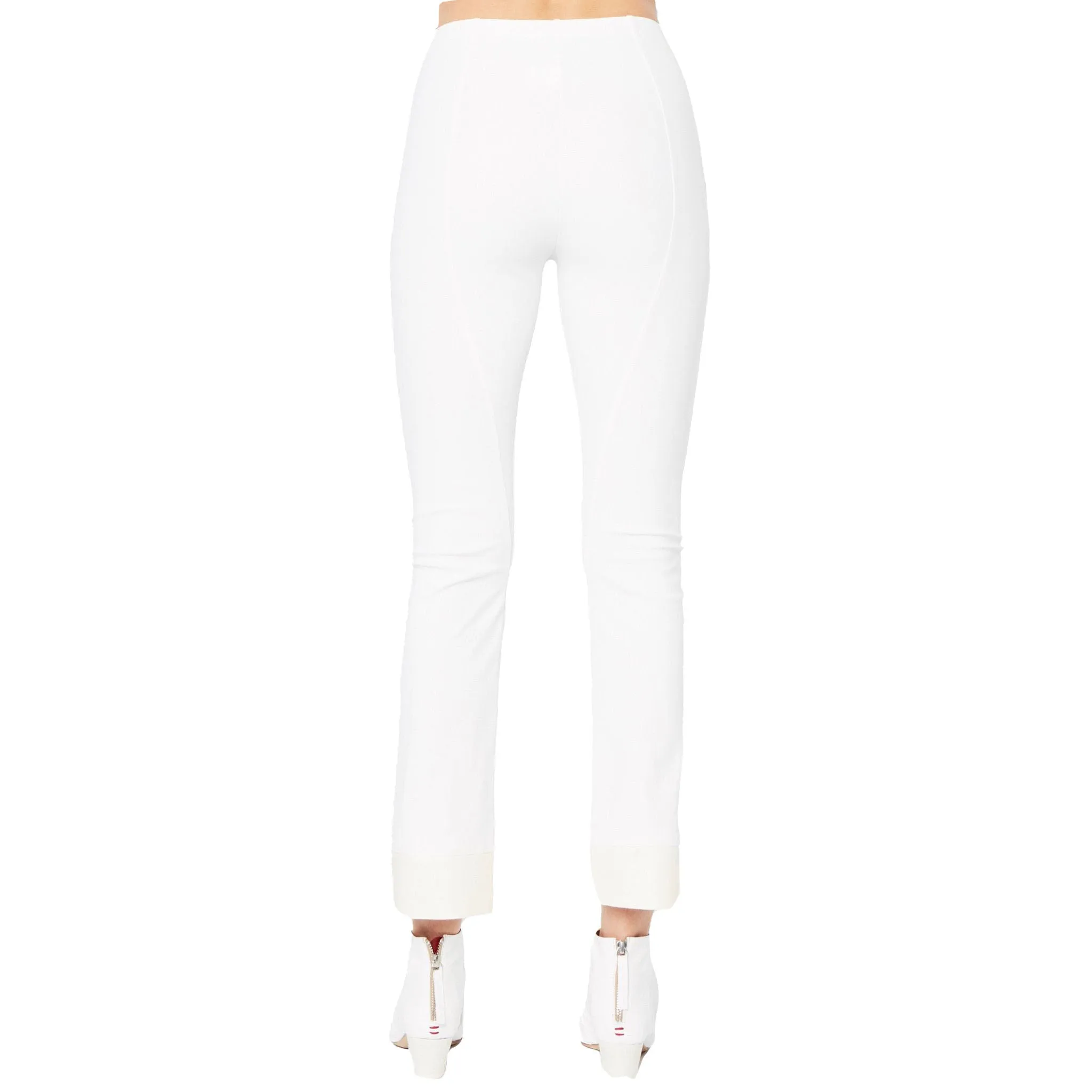 Leather Step Hem Cropped Flare Tech Stretch Leggings - OLGA CORE