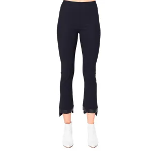 Leather Step Hem Cropped Flare Tech Stretch Leggings - OLGA CORE