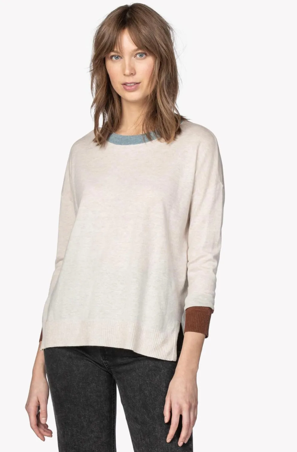 Lilla P Colorblock Crewneck Sweater