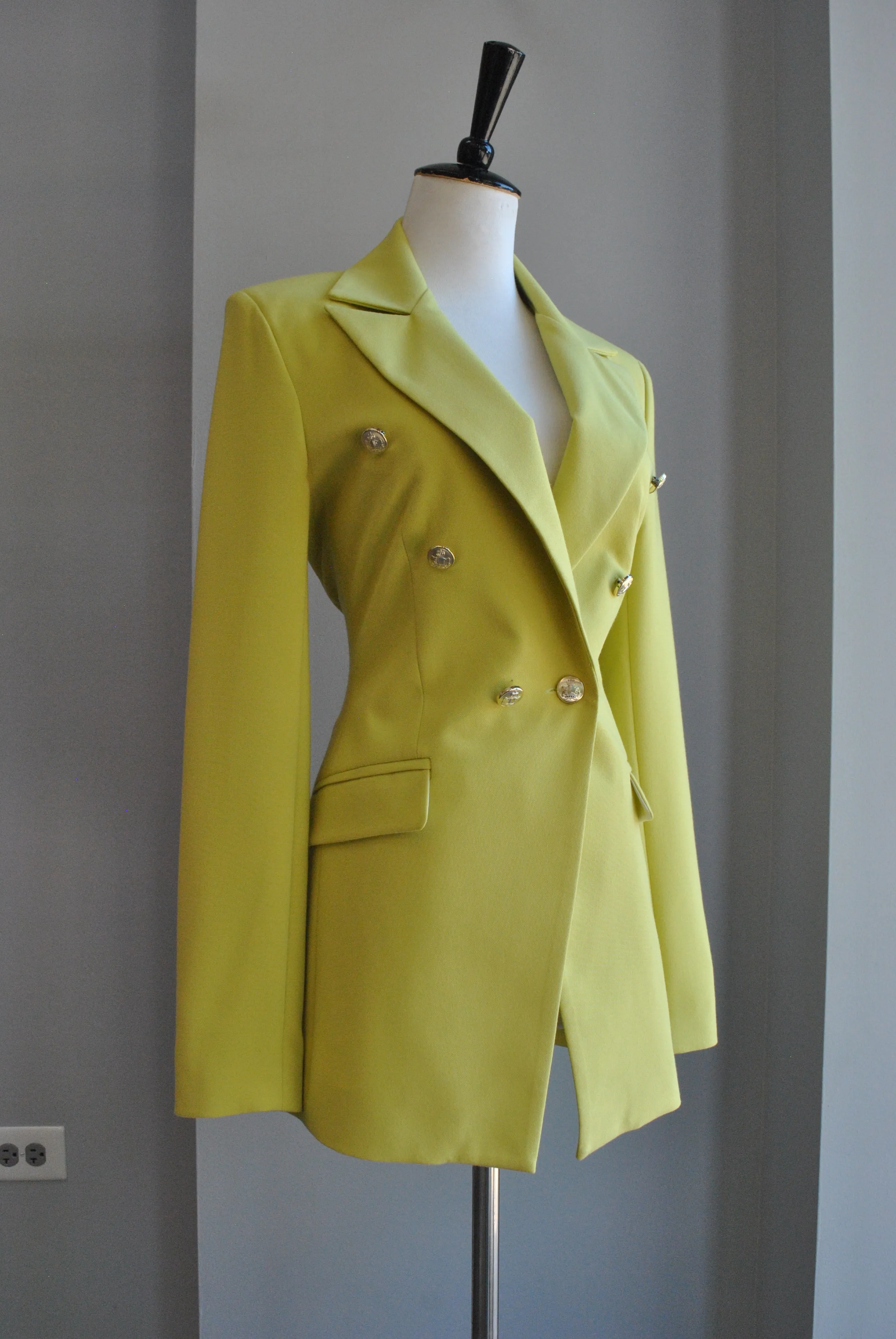 LIME GREEN FIT DOUBLE BREASTED BLAZER