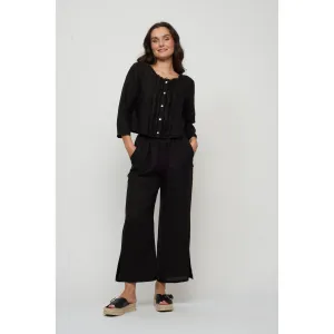 LINEN SPLIT LEG PANT