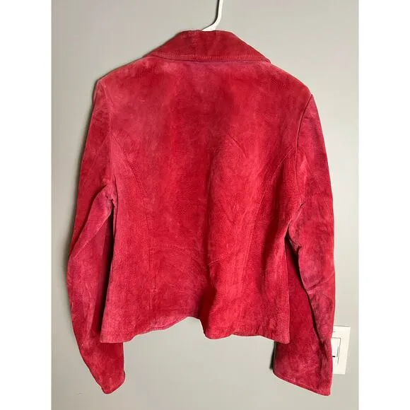 Live a Little Pink Suede Leather Blazer Jacket Womens Medium Barbiecore