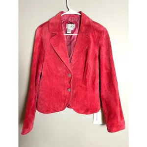 Live a Little Pink Suede Leather Blazer Jacket Womens Medium Barbiecore