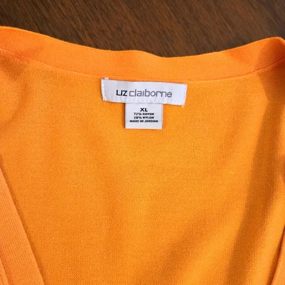 Liz Claiborne Orange Cardigan Sweater Size XL