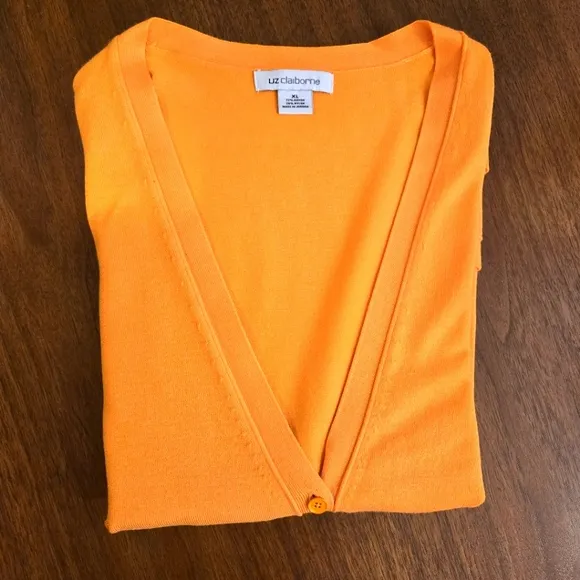 Liz Claiborne Orange Cardigan Sweater Size XL