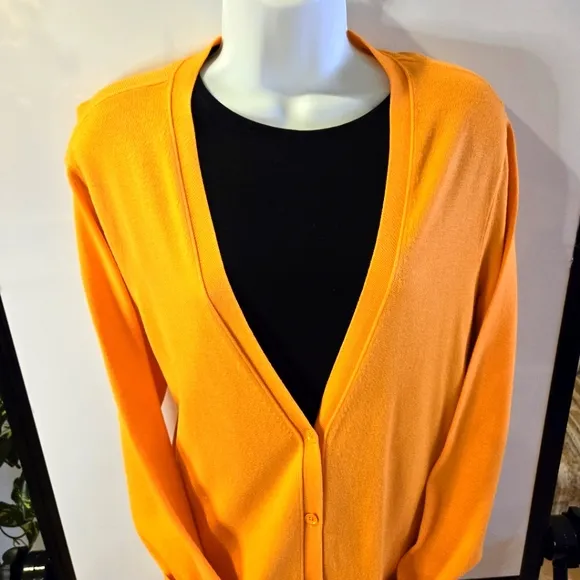 Liz Claiborne Orange Cardigan Sweater Size XL