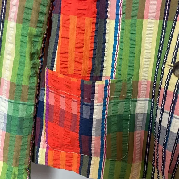 L.L. Bean Multicolor Plaid Seersucker Women’s Blazer Size 14‎