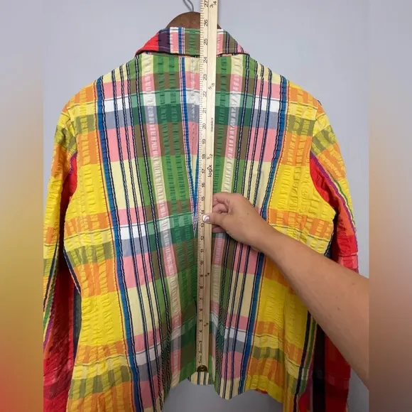 L.L. Bean Multicolor Plaid Seersucker Women’s Blazer Size 14‎