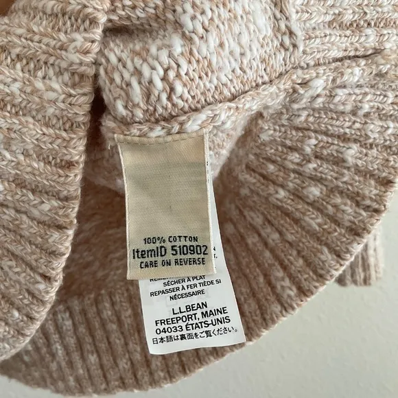L.L. Bean Women's Cotton Ragg Sweater Funnelneck Pullover Fair Isle