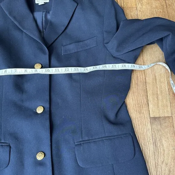L.L. Bean Women’s Navy Blazer Single Breasted Gold Buttons 4P