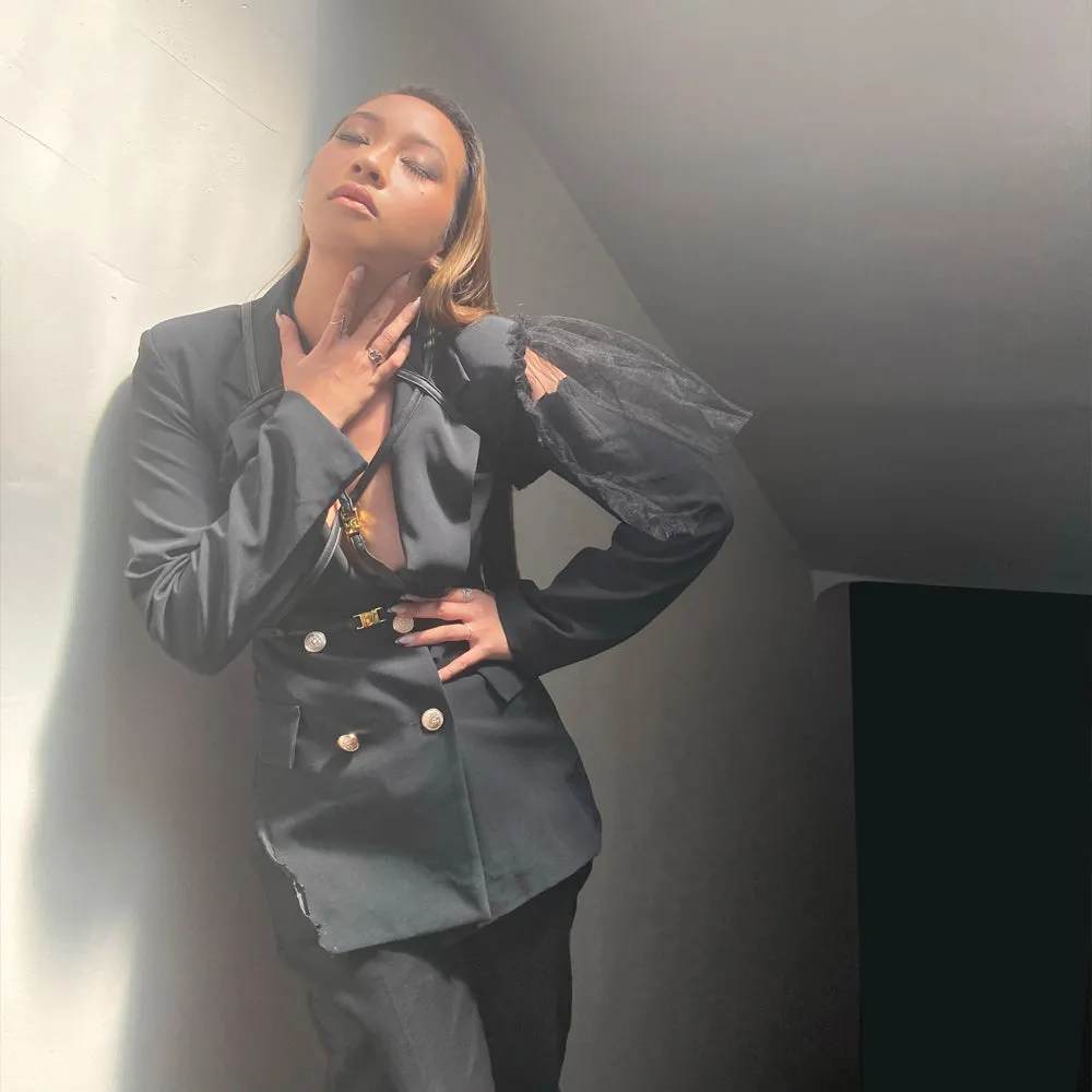 LNH Black Distressed Blazer