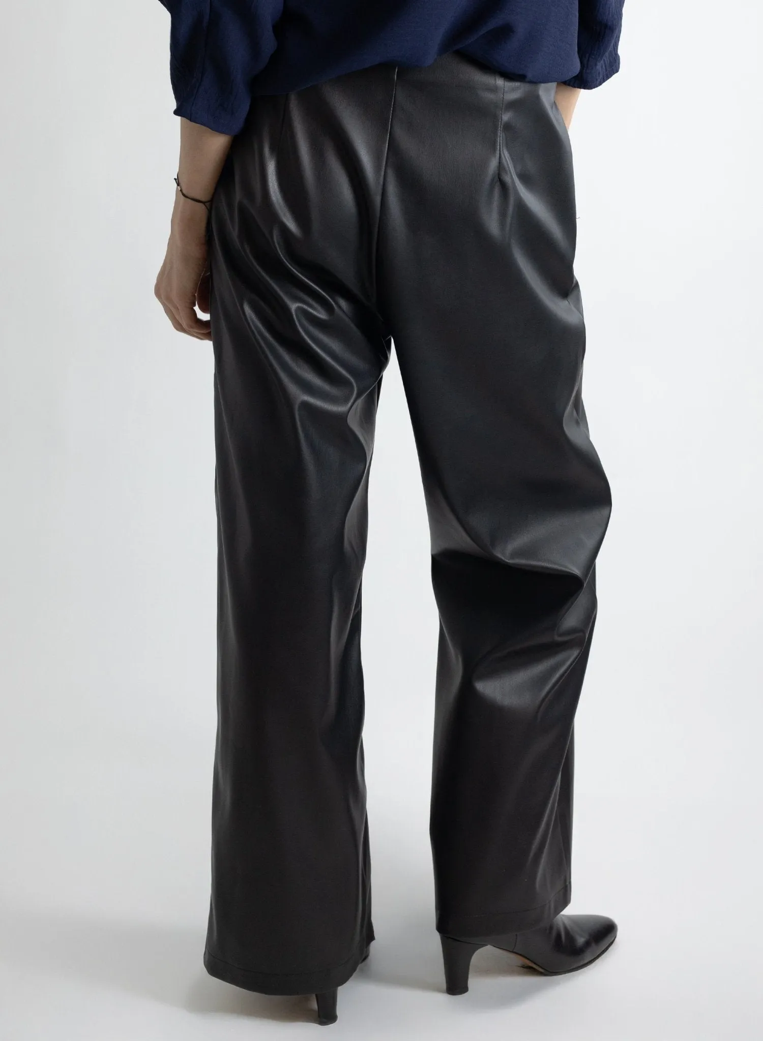 Long Odette Pant - Black Pleather