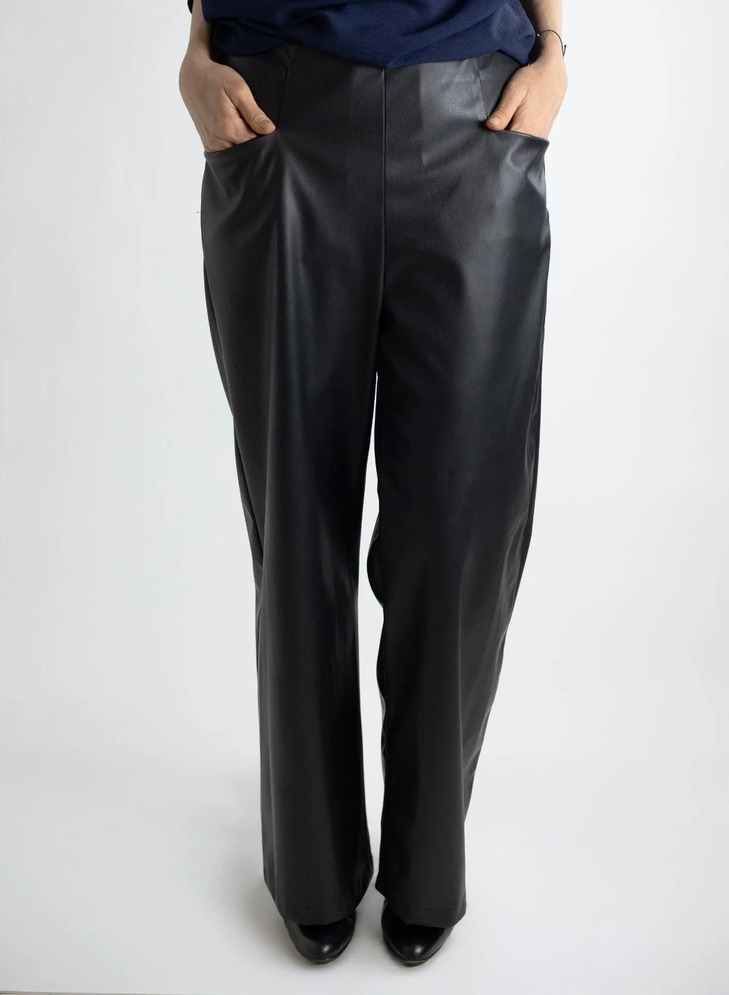 Long Odette Pant - Black Pleather