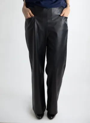 Long Odette Pant - Black Pleather