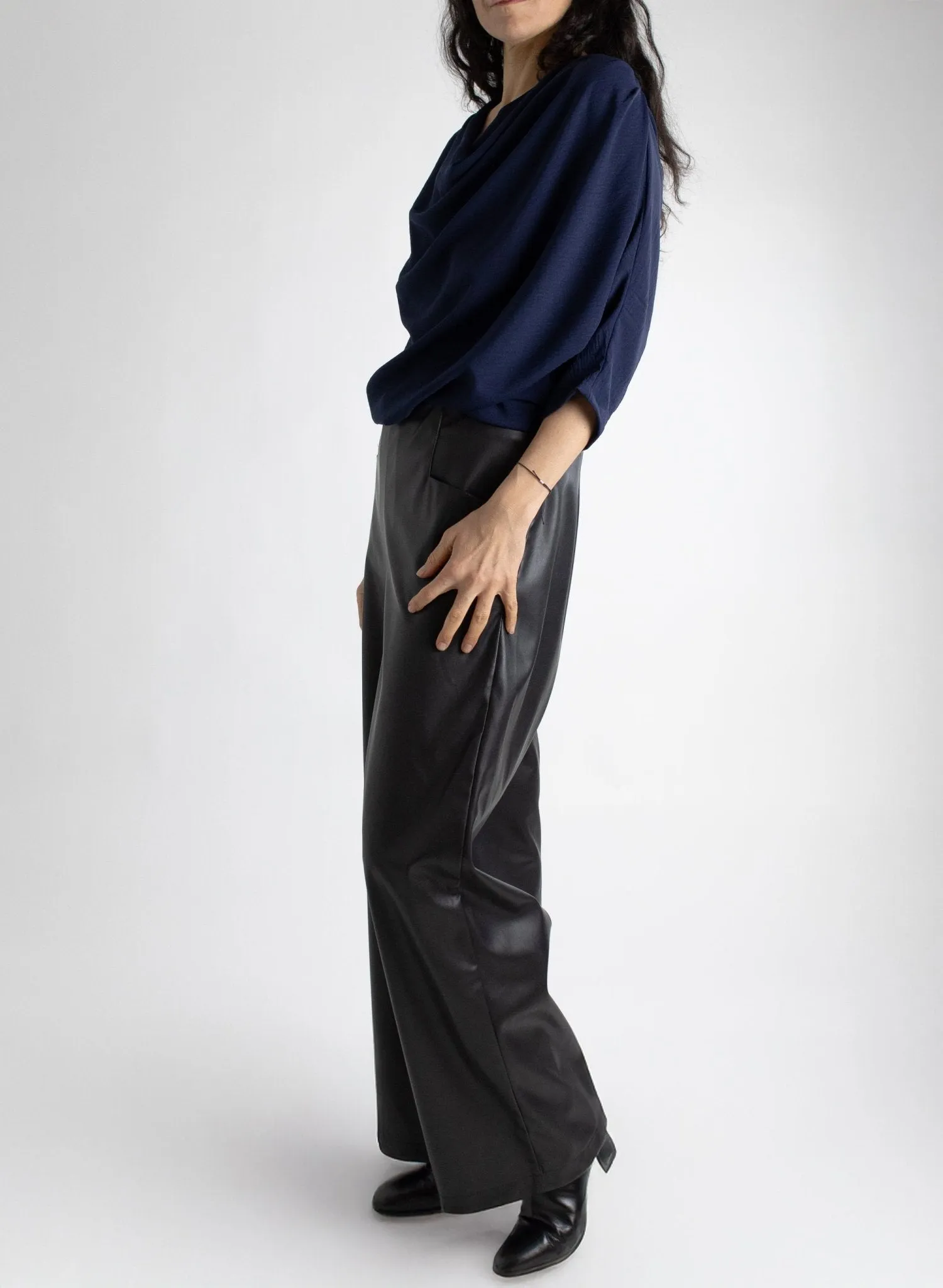 Long Odette Pant - Black Pleather