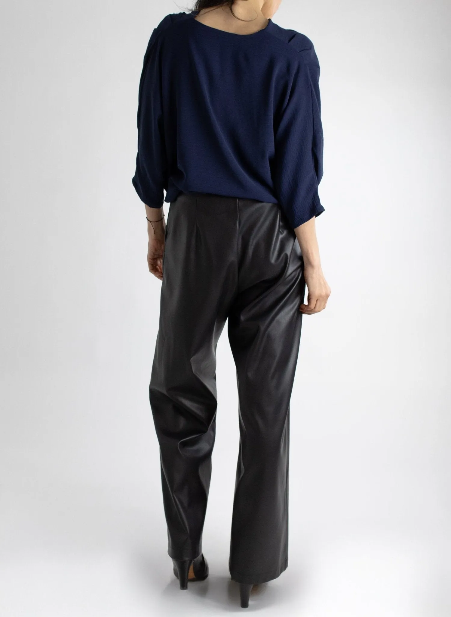 Long Odette Pant - Black Pleather