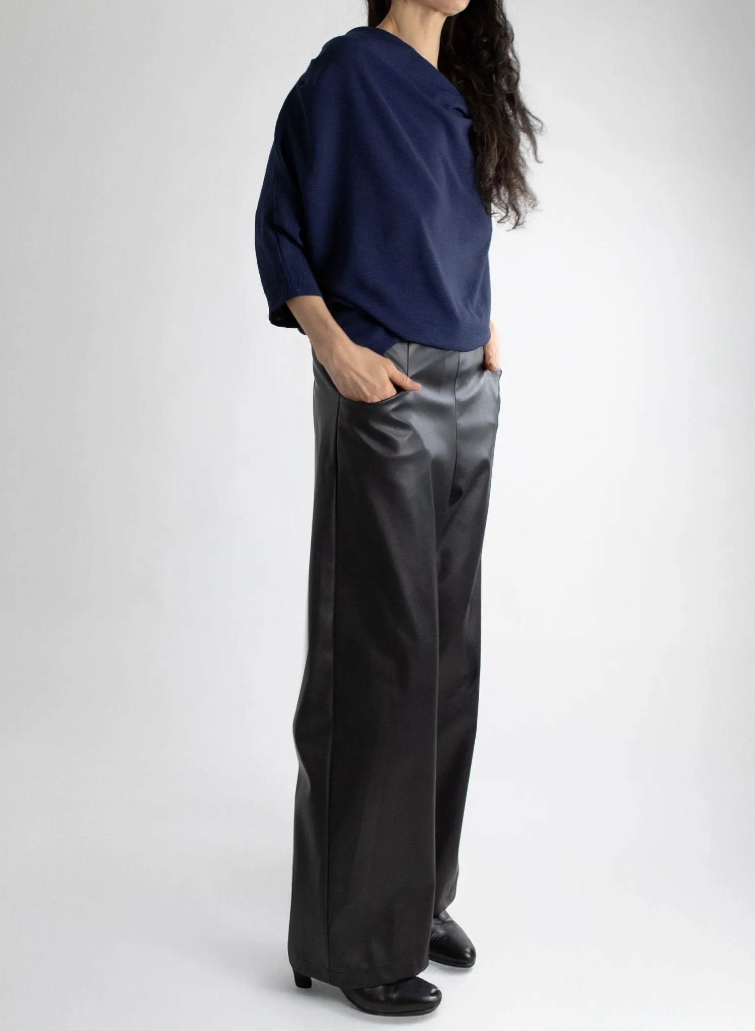 Long Odette Pant - Black Pleather