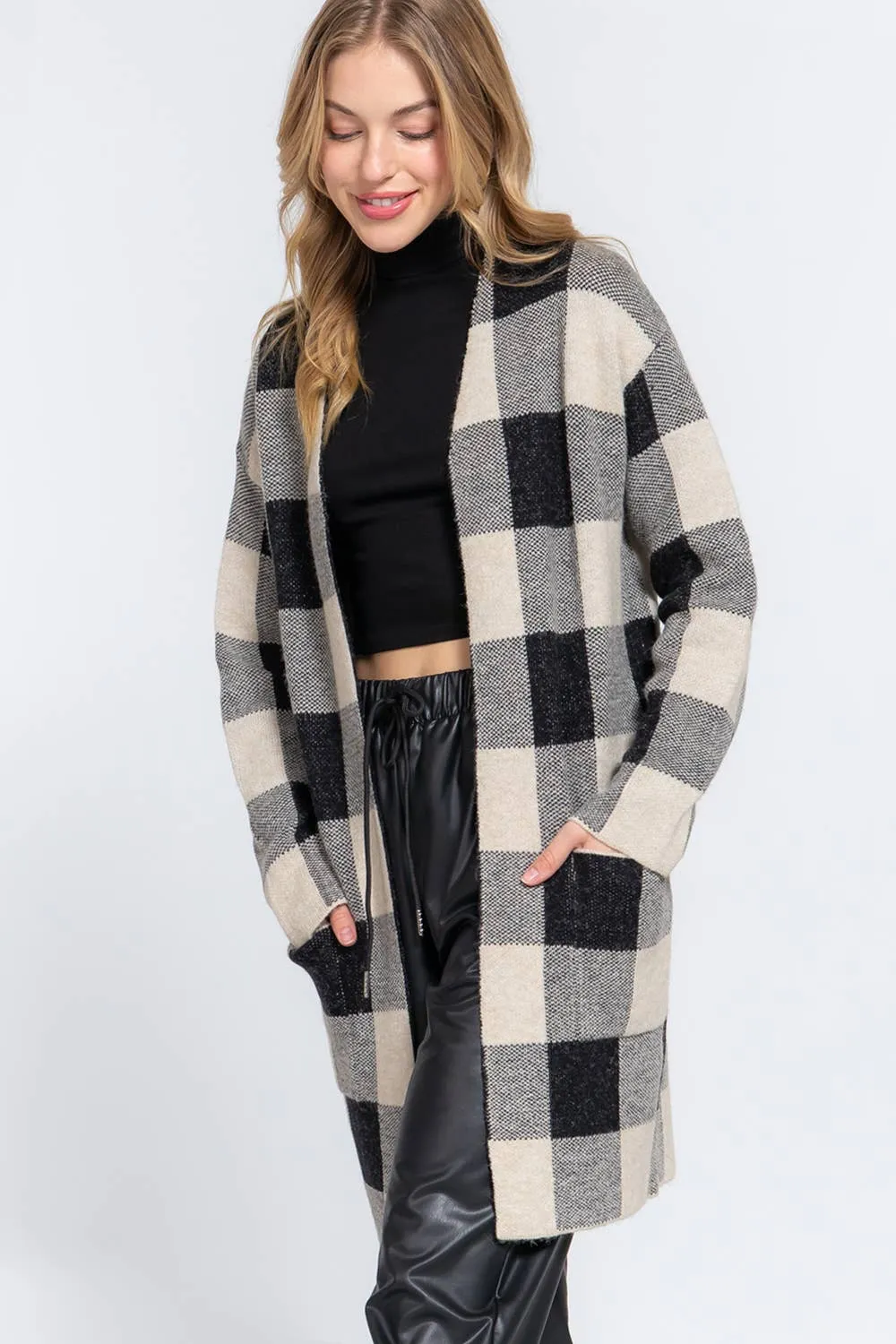 Long Sleeve Front Open Jacquard Sweater Cardigan