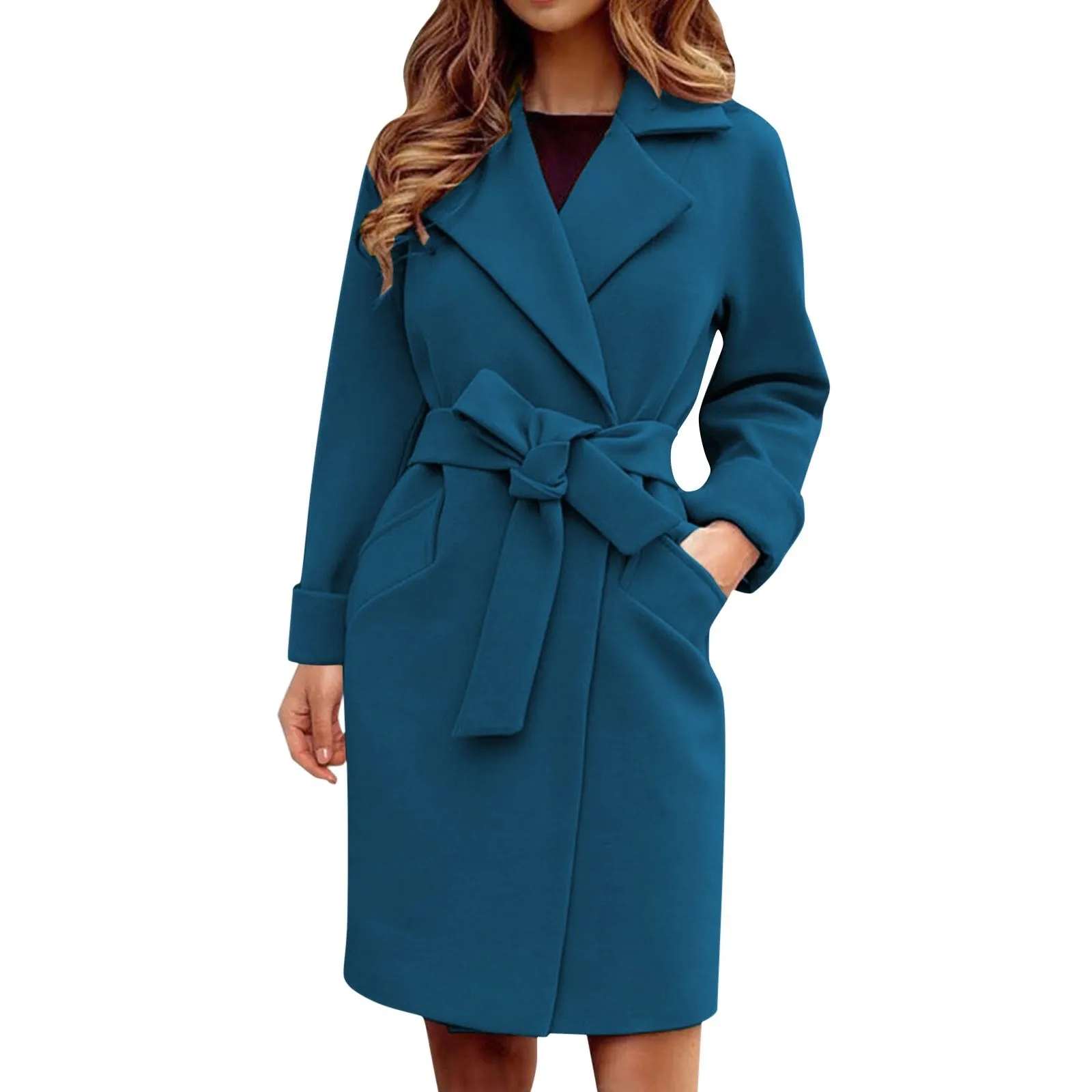 Long trench coat winter coat with button placket in bright colours - Sophisticated look for any occasion