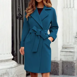 Long trench coat winter coat with button placket in bright colours - Sophisticated look for any occasion