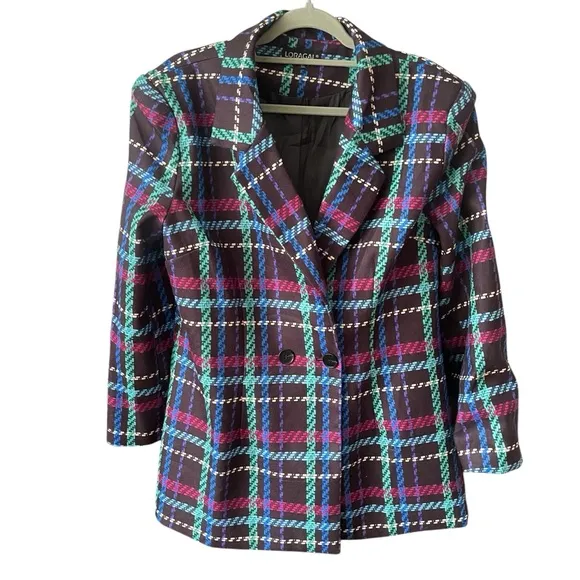 Loragal Doubled Plaid Blazer with Classic Lapel